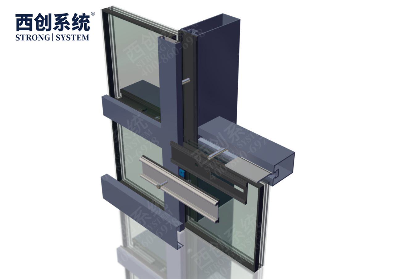 湖北荊州文化中心150mm×60mm×3mm冷彎精制鋼乙級防火幕墻——西創系統(圖14)