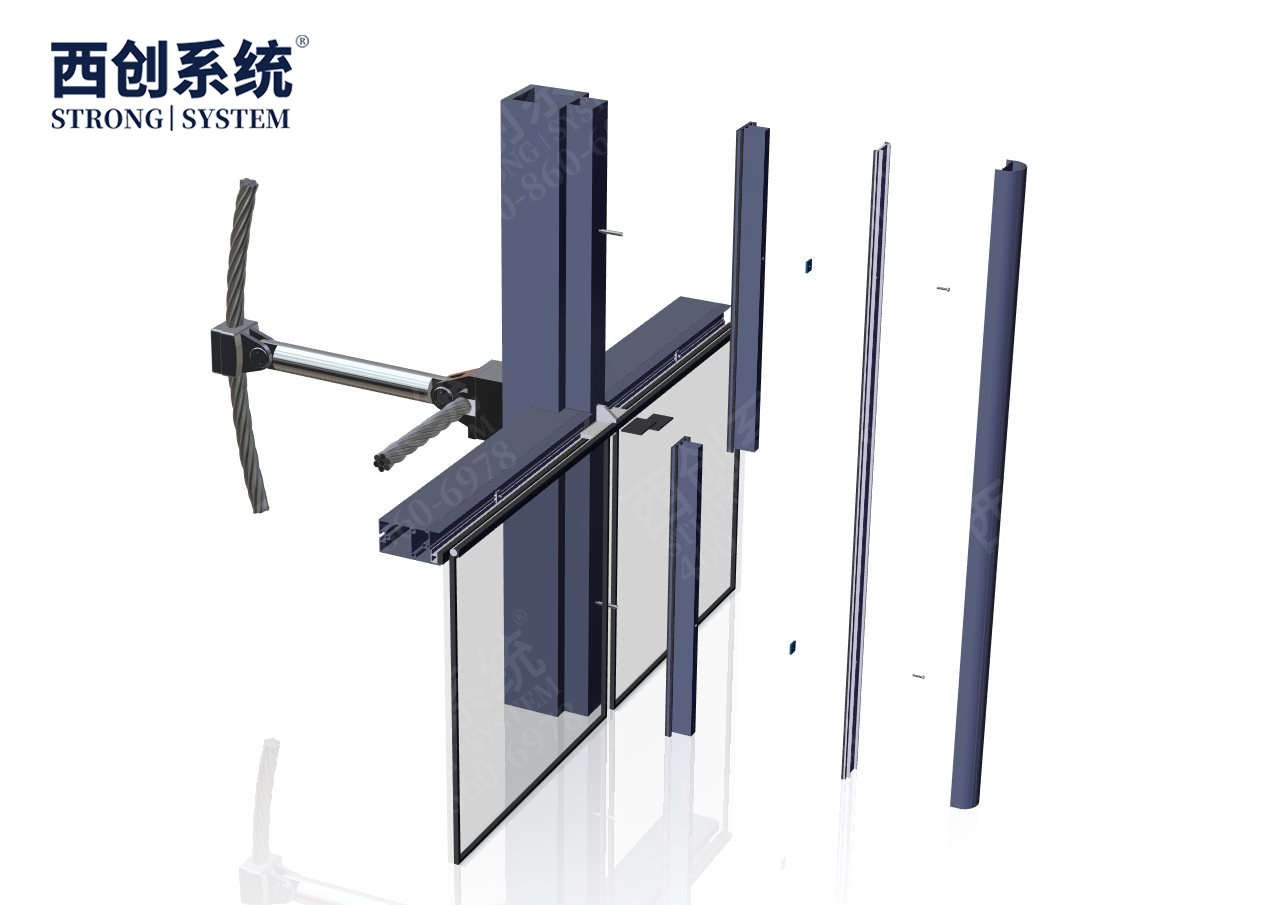 山東·青島上合綜合樓項目凸型精制鋼索桿自平衡玻璃幕墻系統——西創系統(圖10)