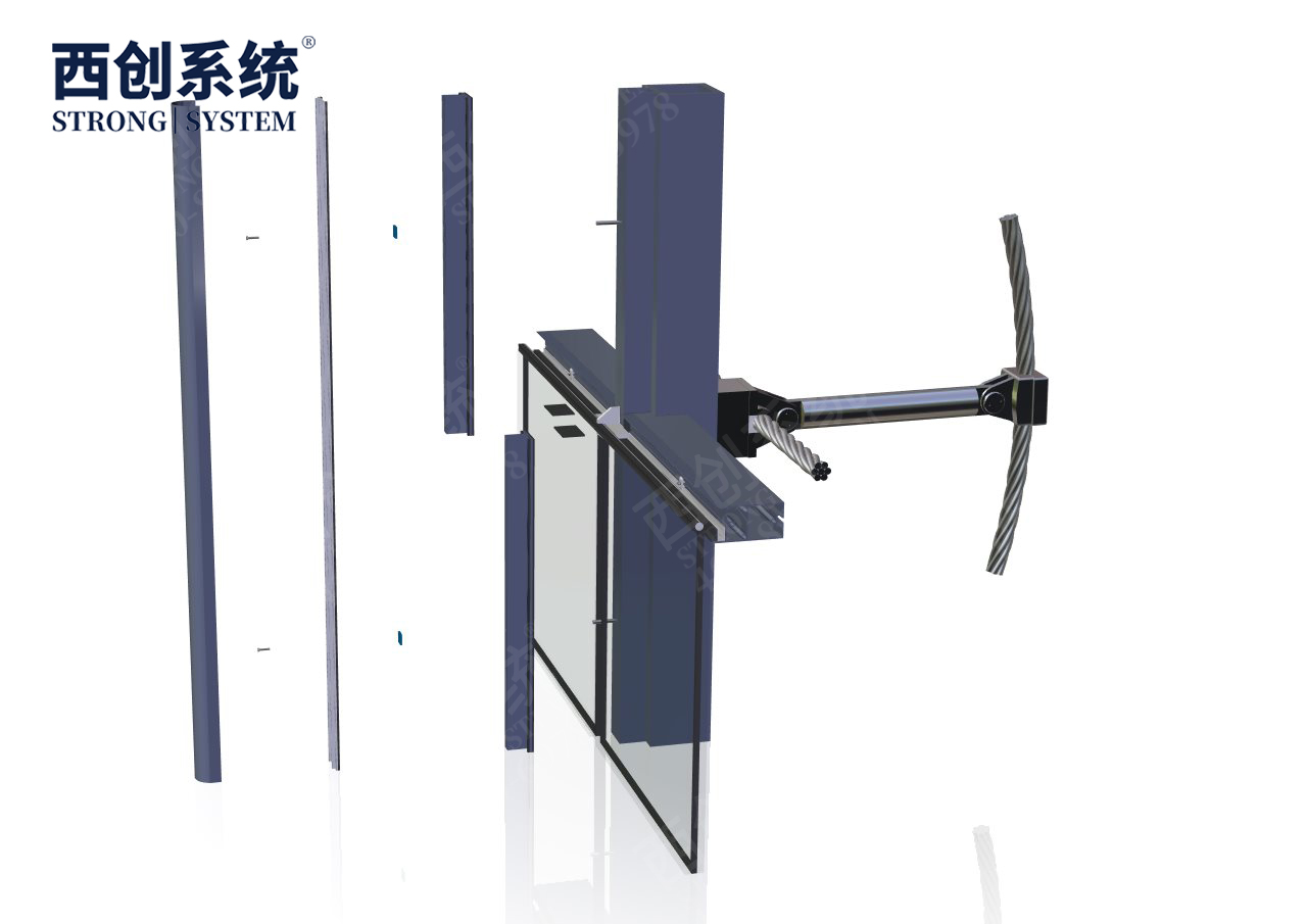 山東·青島上合綜合樓項目凸型精制鋼索桿自平衡玻璃幕墻系統——西創系統(圖11)