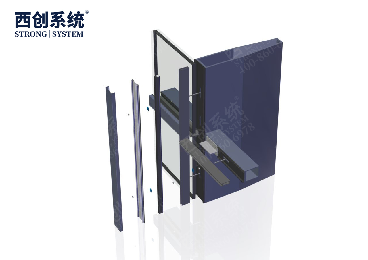 上海青浦項目銑卡槽錐形（平頭）精致鋼/前抗面加厚矩形精制鋼玻璃幕墻系統-西創系統(圖10)