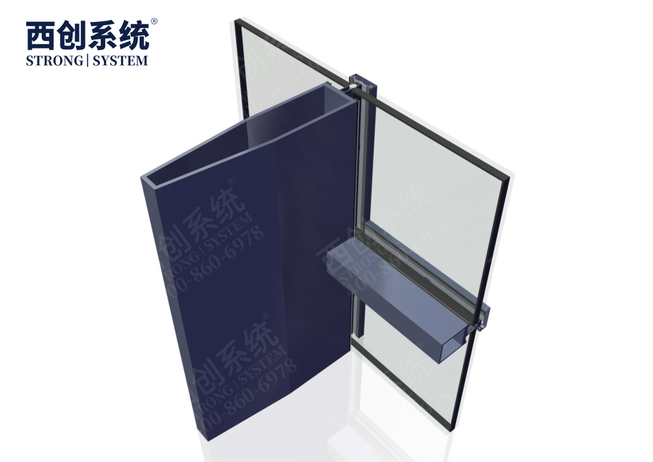 上海青浦項目銑卡槽錐形（平頭）精致鋼/前抗面加厚矩形精制鋼玻璃幕墻系統-西創系統(圖7)